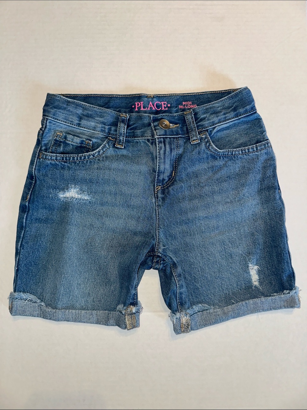 The Children's Place Distressed Midi Denim Shorts